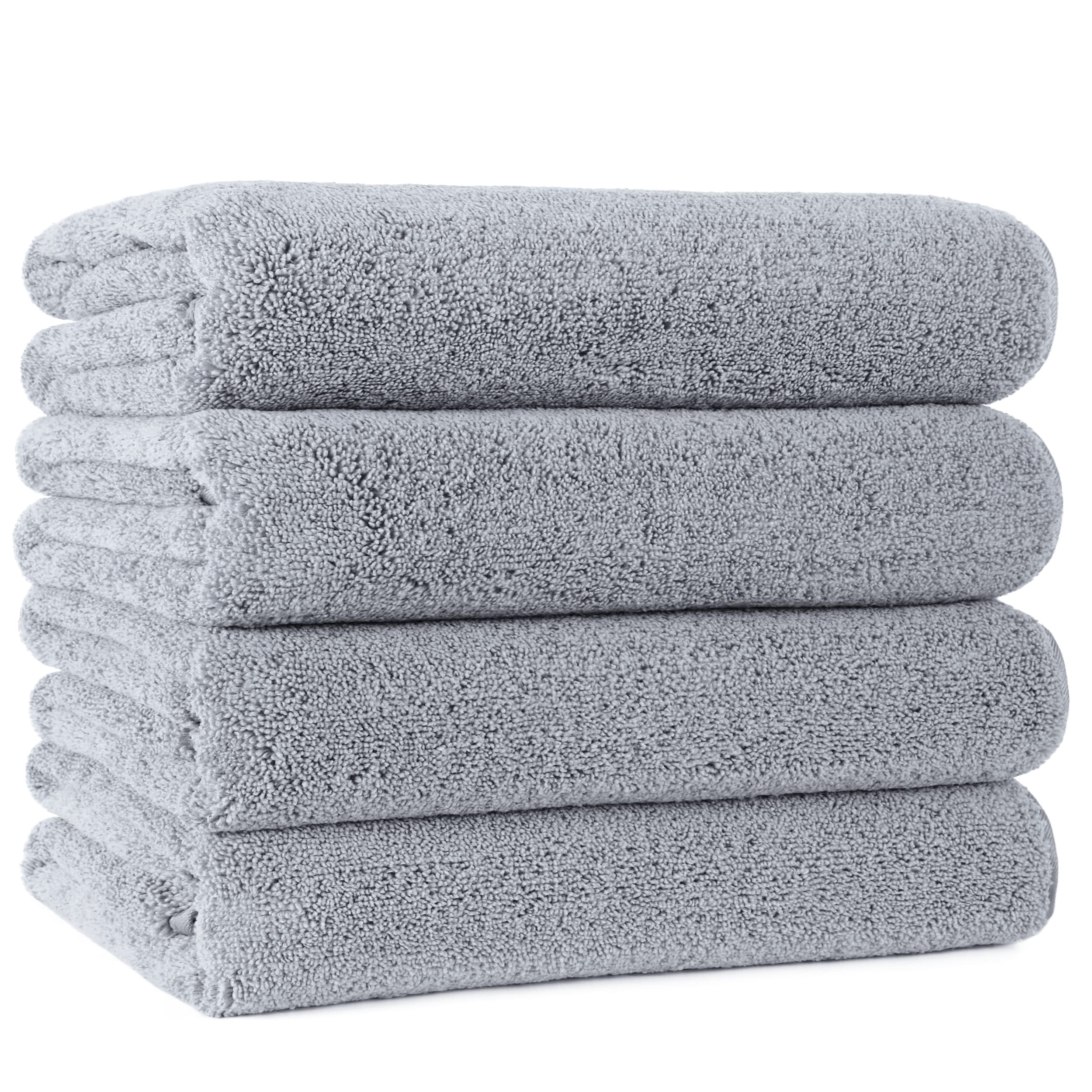 Book Cover POLYTE Microfiber Quick Dry Lint Free Bath Towel, 57 x 30 in, Pack of 4 (Gray)