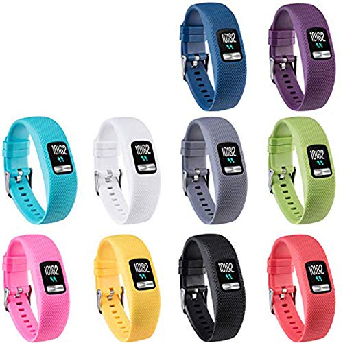 KingAcc Garmin Vivofit 4 Bands, Silicone Replacement Band for Garmin Vivofit 4, with Secure Metal Watch Clasp Buckle Wristband Strap Women Men (10-Pack, 10 Colors, Large)
