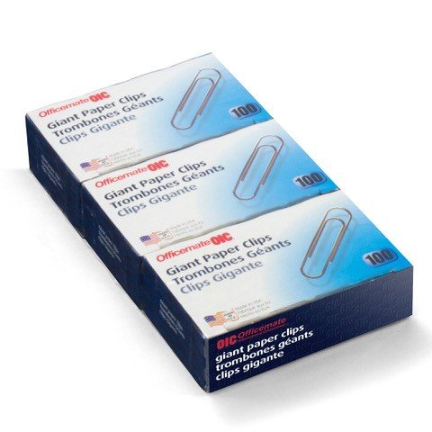 Book Cover Officemate Giant Smooth Paper Clips, Pack of 3 Boxes of 100 Clips Each, 300 Clips Total (99914-3PK)