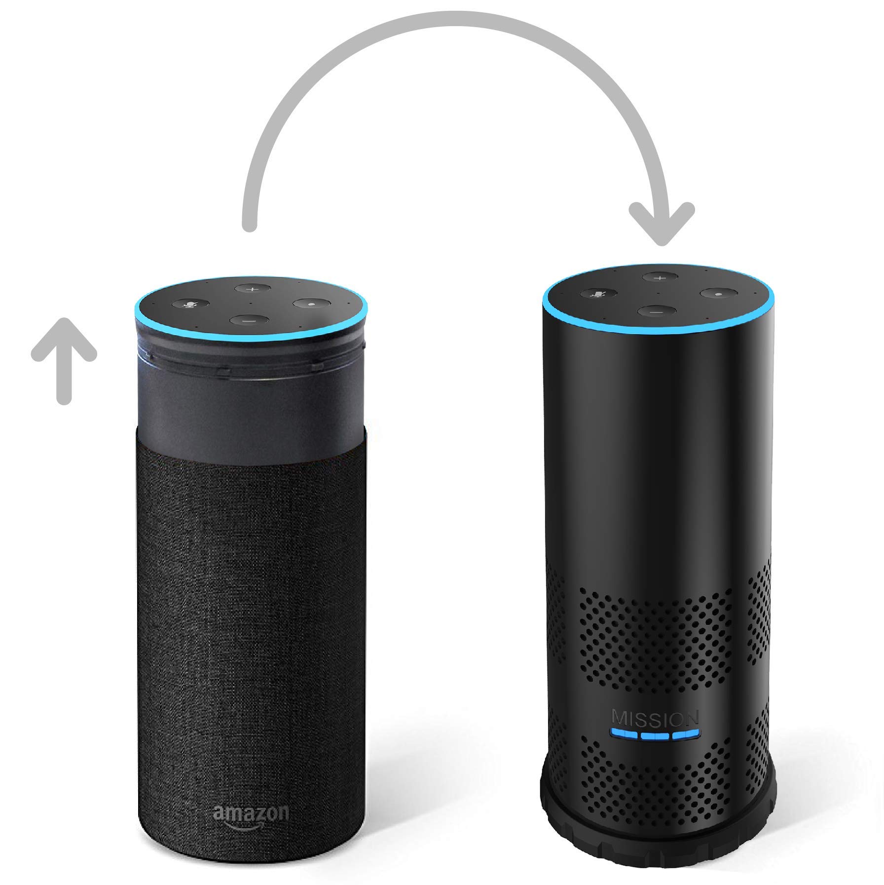 Mission Shell Battery Base for Amazon Echo 2nd Gen (Make your Echo Portable) (Black)