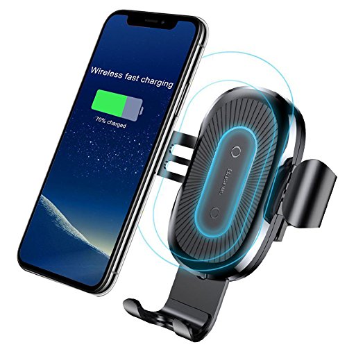 Book Cover Qi Wireless Car Charger,Baseus Qi Fast Wireless Charger Gravity Car Mount Air Vent Phone Holder for Samsung Galaxy S8 S9 Plus,Note 8,Standard Charge for iPhone X,8/8 Plus,Qi Enabled Devices (Black)
