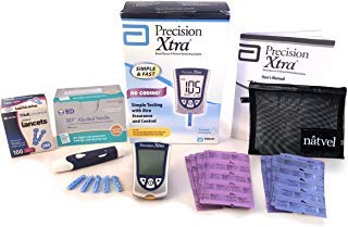 Precision Xtra Blood Glucose and Ketone Monitoring System Bundle Kit - Abbott Precision Xtra Meter + 30 Ketone Strips + 30 Glucose Strips + 100 Lancets + 100 Wipes + Complete Diabetes Testing Kit