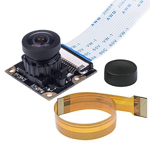 Miuzei for Raspberry Pi 3/3 B+ Camera, Compatible with Raspberry Pi 2 Model B/Zero with OV5647 Module, 160 Wide Angel, 1080P, HD Video, Adjustable Focus, Mount Lens, Pi Ribbon Cable & FPC Cable