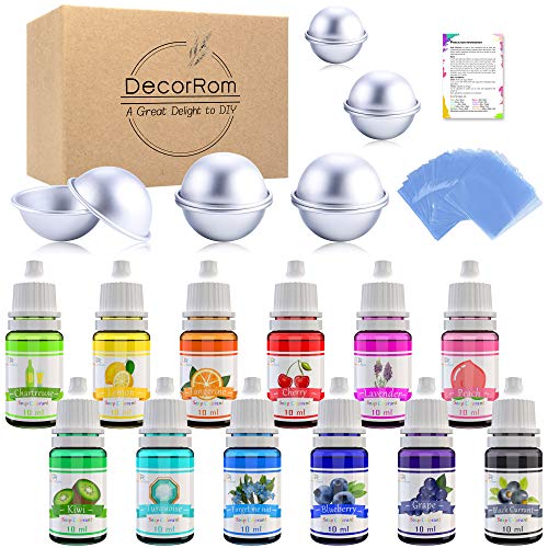 Book Cover Bath Bomb Mold Set with Soap Colorant, Shrink Wrap Bags - Skin Safe Food Grade Soap Dye for Bath Bomb Making Supplies Kit - Liquid Bath Bomb Dye for CP M&P Soap Coloring, Crafts - with Instructions