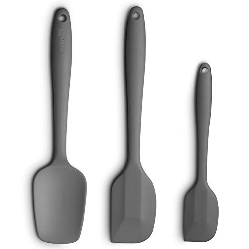 Silicone Spatula 3-piece Set, Ergonomic Handle High Heat-Resistant Spatulas, Non-stick Rubber Spatulas with Stainless Steel Core, Grey