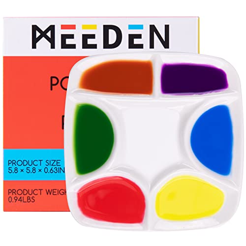MEEDEN 7-Well Square White Ceramic Artist Paint Palette for Watercolor Gouache Acrylic Oil Painting, 5-4/5-Inch