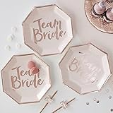 Ginger Ray Rose Gold Foiled Pink Bachelorette Party Team Bride Paper Plates 8 Pack