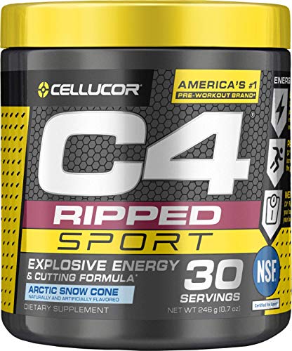 Book Cover Cellucor C4 Ripped Sport Pre Workout Powder, Thermogenic Fat Burner for Men & Women with Beta-Alanine, Nitric Oxide Booster & CLA, Arctic Snow Cone, 30 Servings