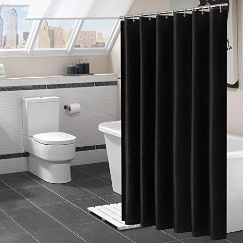 Avershine Shower Curtain Polyester Fabric Washable (Black 72x72)