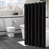 Avershine Shower Curtain Polyester Fabric Washable (Black 72x72)