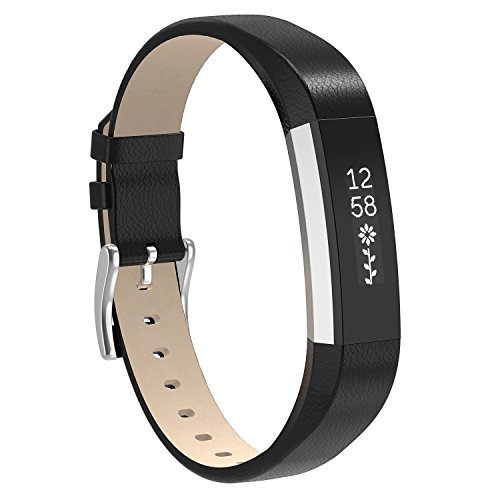 Henoda Replacemnt Leather Bands Compatible with Fitbit Alta/Fitbit Alta HR, Classic Genuine Leather Wristband, Small Large, No Tracker
