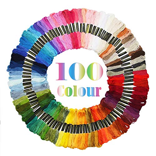 ATDAWN Rainbow Color Embroidery, Cross Stitch Threads, Bracelets, Crafts Floss, 100 Count