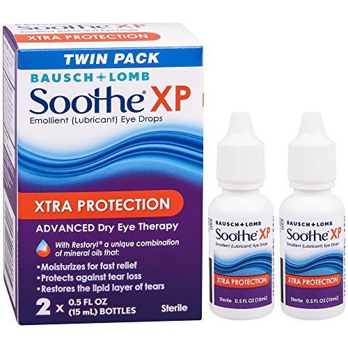 Bausch + Lomb Soothe XP Dry Eye Drops, Xtra Protection Lubricant Eye Drops with Restoryl Mineral Oils, , 0.5 Ounce Bottle Twinpack