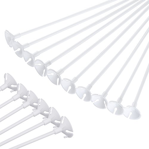 Caydo 50 Pieces Plastic White Balloon Sticks Holders and Cups for Party, Wedding, Anniversary Decoration
