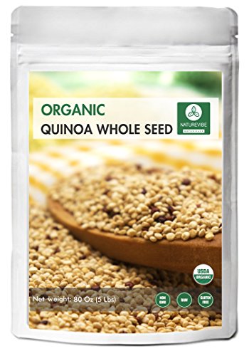 Book Cover Organic Quinoa (5lb) by Naturevibe Botanicals, Gluten-Free & Non-GMO | Chenopodium quinoa | Rich in Protein, Iron & Fiber.