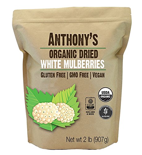 Book Cover Anthony's Organic White Mulberries, 2lbs, Sun Dried, Non GMO & Gluten Free
