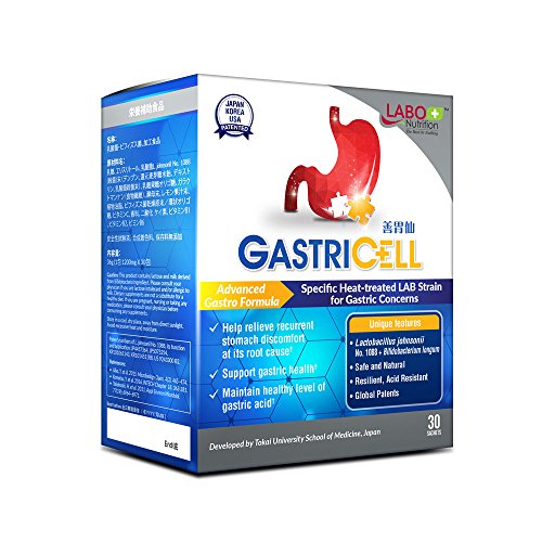 GASTRICELL - Targets The Root Cause of Recurring Gastric Problems, Natural Defence Against Gastric Distress - Eliminate H. Pylori, Relieve Acid Reflux and Heartburn, Regulate Gastric Acid - 30 sachets