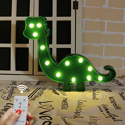 Pooqla Light Up Dinosaur Toys LED Night Lights with Remote Control for Boys Bedroom Decor, Birthday Gifts(Green Dinosaur)