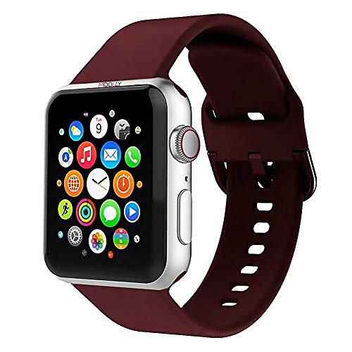MOOLLY for Watch Band 42mm 44mm, Soft Silicone Watch Strap Replacement Sport Band Compatible with Watch Band Series 5 Series 4 Series 3 Series 2 Series 1 Sport & Edition (42mm 44mm M/L, Wine Red)