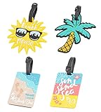 OVOV Luggage Tags for Suitcases 4 Pack Cute Luggage Tags for Women Personalized Address Card Label with Loop