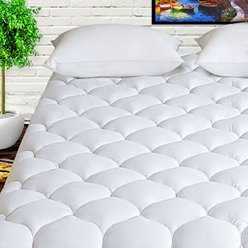 Book Cover HARNY Mattress Pad Cover Twin XL Size 400TC Cotton Pillow Top Cooling Breathable Mattress Topper Quilted Fitted with 8-21