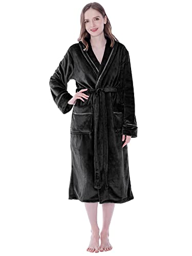 PAVILIA Fleece Robe For Women, Plush Warm Bathrobe Womens, Fluffy Soft Spa Long Robe