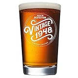 1948 72nd Birthday Gifts for Men and Women Beer Glass - 16 oz Funny Vintage 72 Year Old Pint Glasses for Party Decorations - Anniversary Gift Ideas for Dad, Mom, Husband, Wife - Best Craft Beers Mug