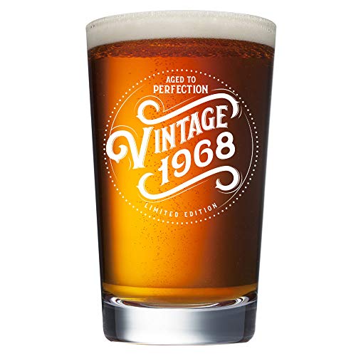 53rd Birthday Gifts for Men Women - 1968 Vintage 16 oz Beer Pint Glass - 53 Year Old Gifts for Beer Lovers - Craft Beer Gifts for Men Women - Drinkers Gifts - Gag Funny Humorous Unique Personalized