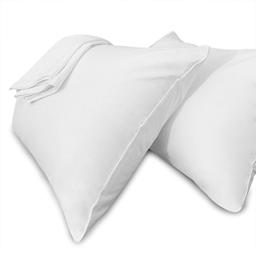 Book Cover Precoco White Pillow Cases Standard Size-100% Cotton Pillowcase Covers with Zipper Hidden, Breathable & Ultra Soft/Pillow Covers for Easy Care, Set of 2