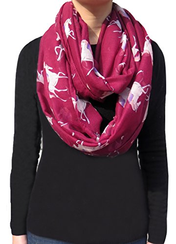 Lina & Lily Unicorn Print Infinity Women's Scarf Lightweight