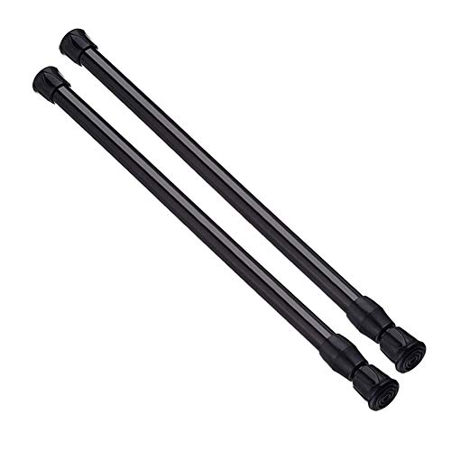 Book Cover AIZESI 2PCS Tension Rod Tier Window Short Curtain Rod,16 to 28inch,Black