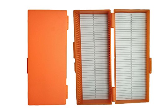50-Place Microslide Slide Microscope Box Glass Slides Box(Orange)