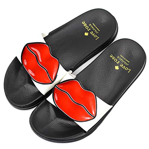 Women Anti-Slip Cute Lip Flat Slide Sandals Slipper for Summer
