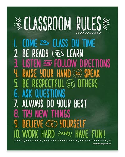 Safety Magnets ZOCO – Classroom Rules Poster – Laminated 17x22 – Motivational Behavior Expectations for Elementary, Middle & High School Class Decor – Durable USA-Made Wall Art