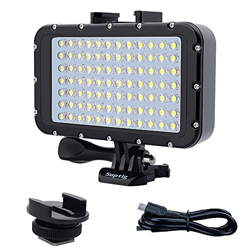 Book Cover Suptig Underwater Lights Dive Light 84 LED High Power Dimmable Waterproof LED Video Light Waterproof 164ft(50m) for Gopro Canon Nikon Pentax Panasonic Sony Samsung SLR Cameras