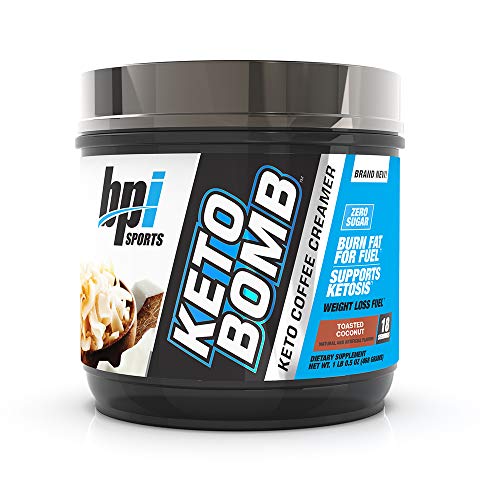 Book Cover BPI Sports Keto Bomb Ketogenic Creamer for Coffee and Tea with MCT Oil, Saffron and Avocado Oil Powder to Support Weight Loss, Toasted Coconut, 18 Servings