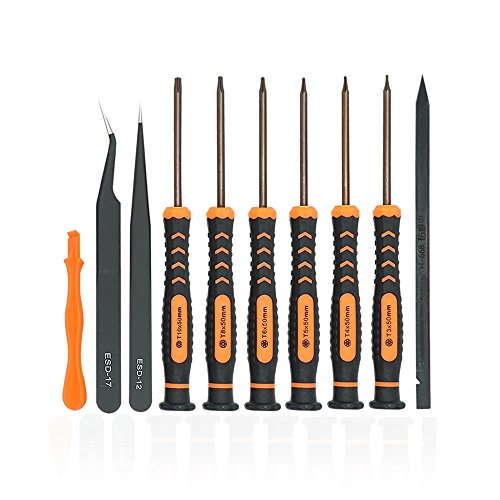TECKMAN 10 in 1 Torx Screwdriver Set with T3 T4 T5 T6 T8 T10 Security Torx Bit & ESD Tweezers,Magnetic Screwdrivers Precision Repair Kit for Xbox,PS4,Macbook,Computer,Ring Doorbell & Folding knife