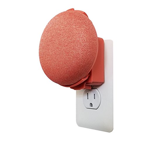 The Mini Back Pack: The First Simplest and Cleanest High-End Outlet Wall Mount Hanger Stand for Home Mini Voice Assistants by Google - Designed in USA (Coral)