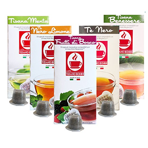 Nespresso Compatible Tea Variety Pack, 50 Count, from Caffe Bonini