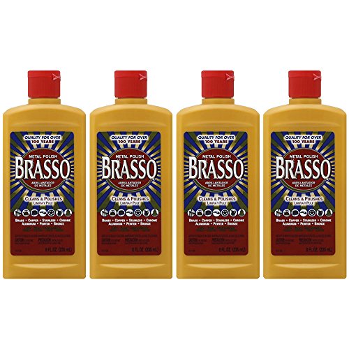 Brasso Metal Polish, 8 oz Bottle for Brass, Copper, Stainless, Chrome, Aluminum, Pewter & Bronze (Pack of 4)
