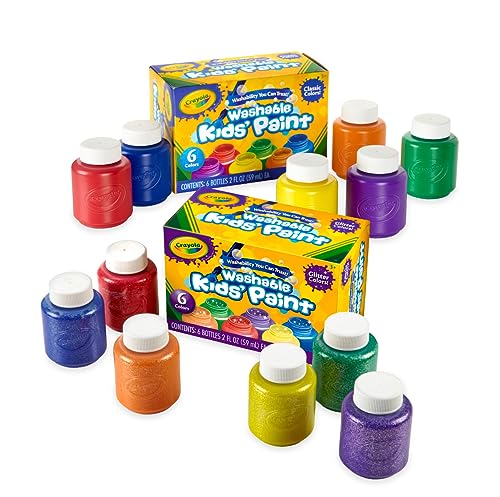 Crayola Washable Kids' Paint, Includes Glitter Paint, 12 Count (Amazon Exclusive)