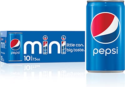 Book Cover Pepsi Soda, 7.5 Ounce Mini Cans, 10 Pack