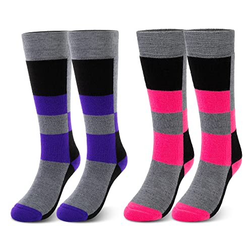 Kids Ski Socks Full Terry Lightweight Warm Merino Wool Skiing Socks