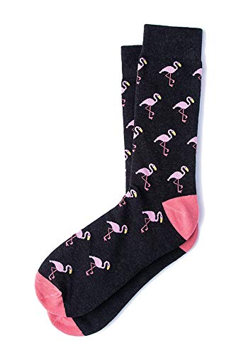 Men's Tropical Pink Flamingo Birds Novelty Crew Dress Trouser Socks