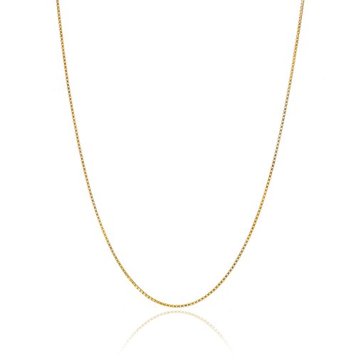 Bling For Your Buck 18K Gold Over Sterling Silver .8mm Thin Italian Box Chain Necklace 14" - 40"