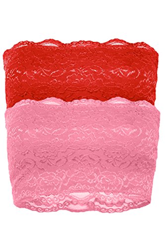 TL Women's Full Floral Lace Strapless Seamless Stretchy Bandeau Tube Bra Top