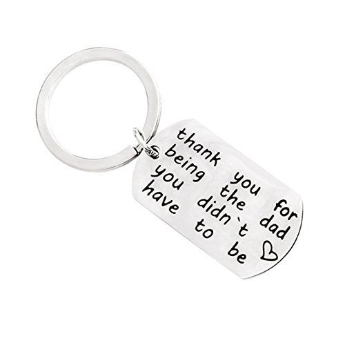 Book Cover VWH Men Stainless Steel Step Daddy Keyring - 'thank you for being the dad you didn't have to be' (style2)