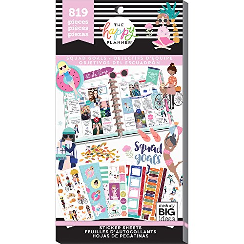 me & my BIG ideas Sticker Value Pack for Classic Planner - The Happy Planner Scrapbooking Supplies - Squad Goals Theme - Multi-Color & Gold Foil - For Projects & Albums - 30 Sheets, 819 Stickers