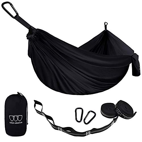 Gold Armour Camping Hammock - Portable Hammock Single Hammock Camping Accessories Gear for Outdoor Indoor Adult Kids, USA Based Brand
