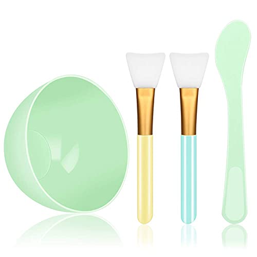 Face Mask Mixing Bowl Set, YBLNTEK Face Mask Applicator Brush and Bowl Face Mask Kit with Brush DIY Facial Mask Bowl Stick Spatula Silicone Face Mask Brush (Blue)